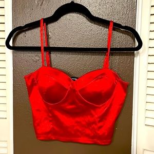 Silky Red Crop — Size: Medium